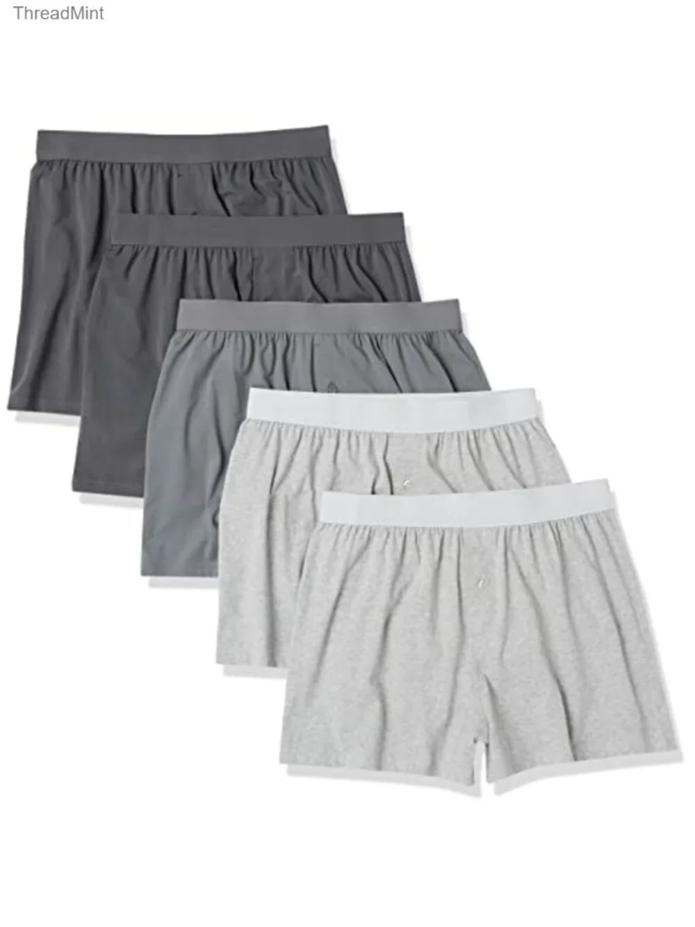 Men's Cotton Jersey Boxer Shorts Breathable Relaxed Fit 5 Pack